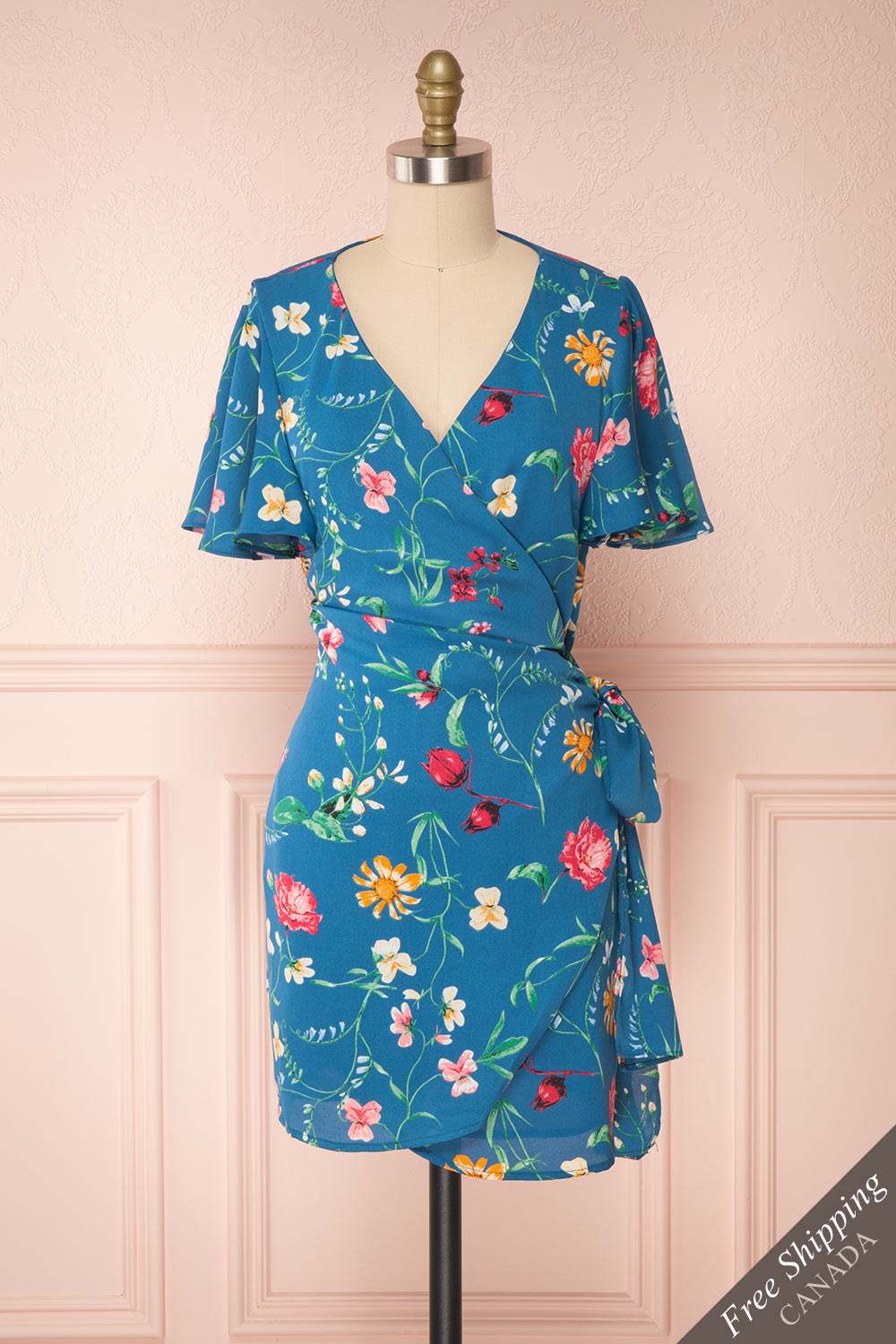 Julianne Short Sleeve Floral Wrap Dress ...